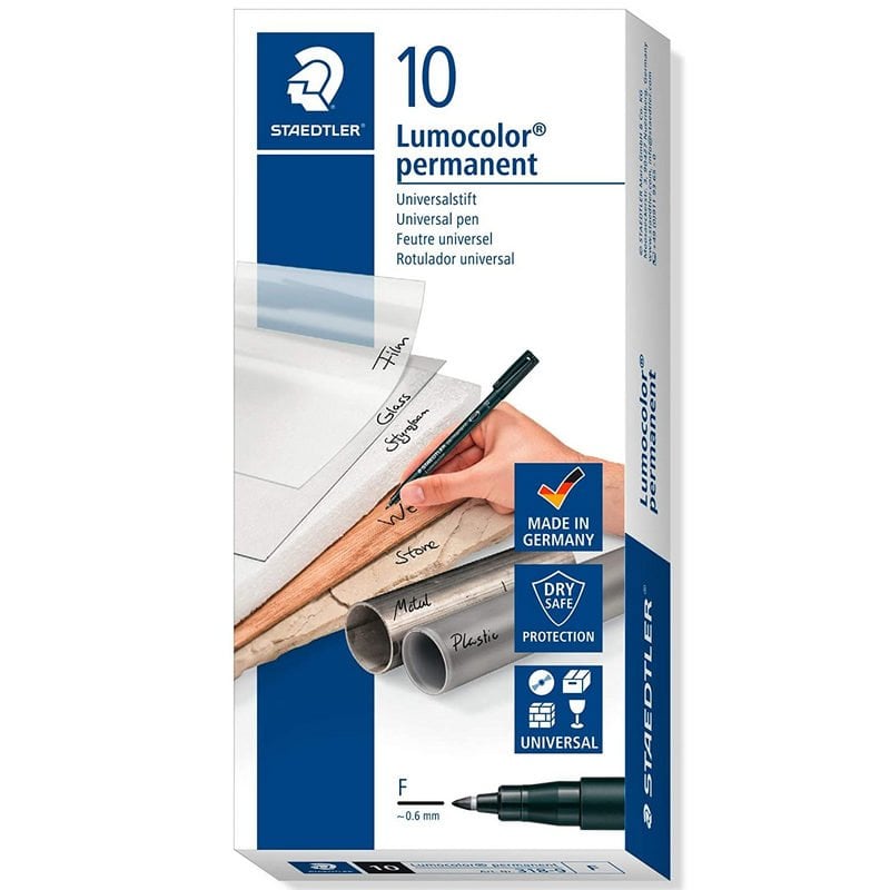 Staedtler 318-9 Marqueur Indélébile Pointe Ogive Noir 10 Pièce(S)