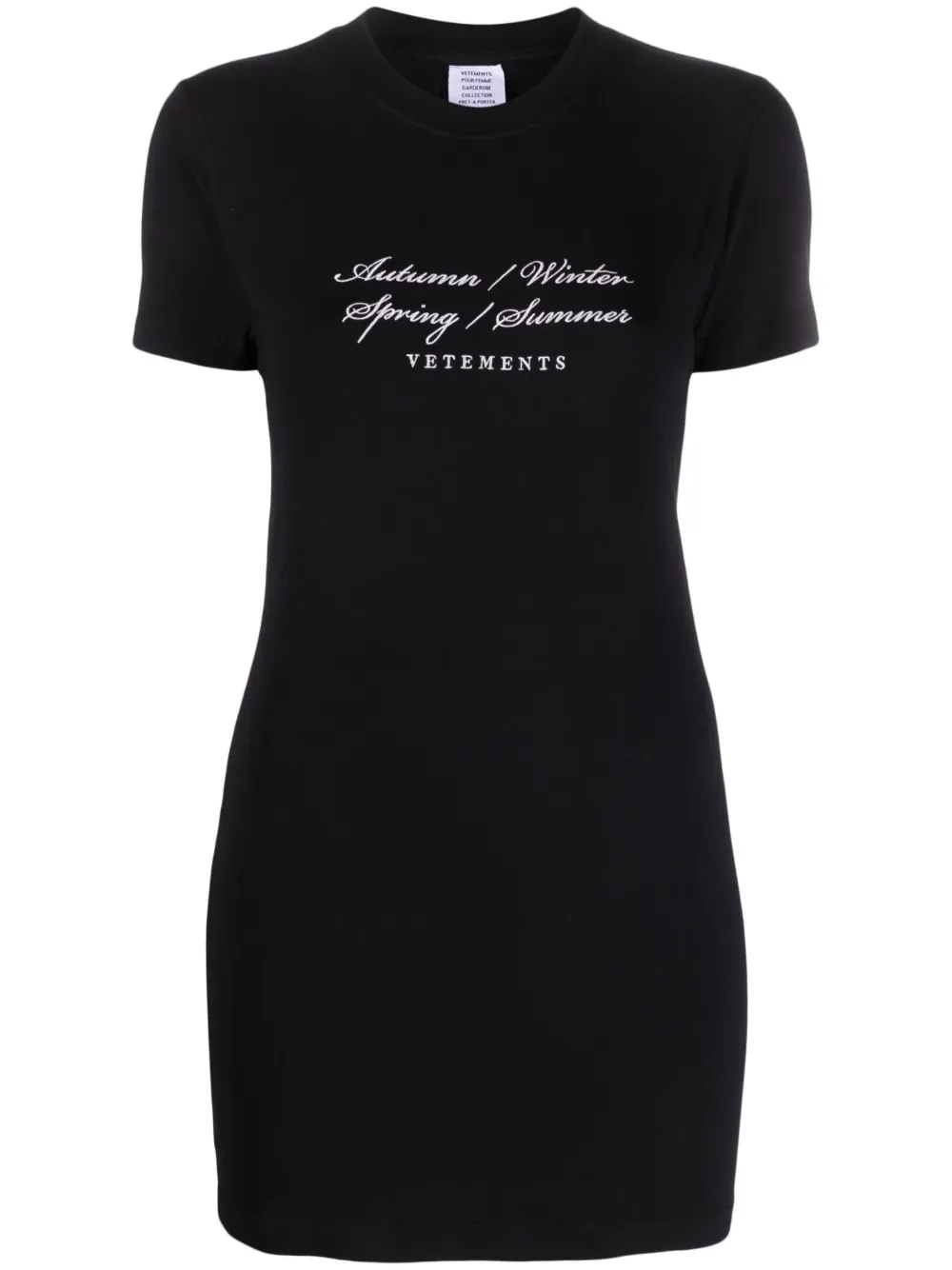 VETEMENTS Abito corto con stampa - Nero