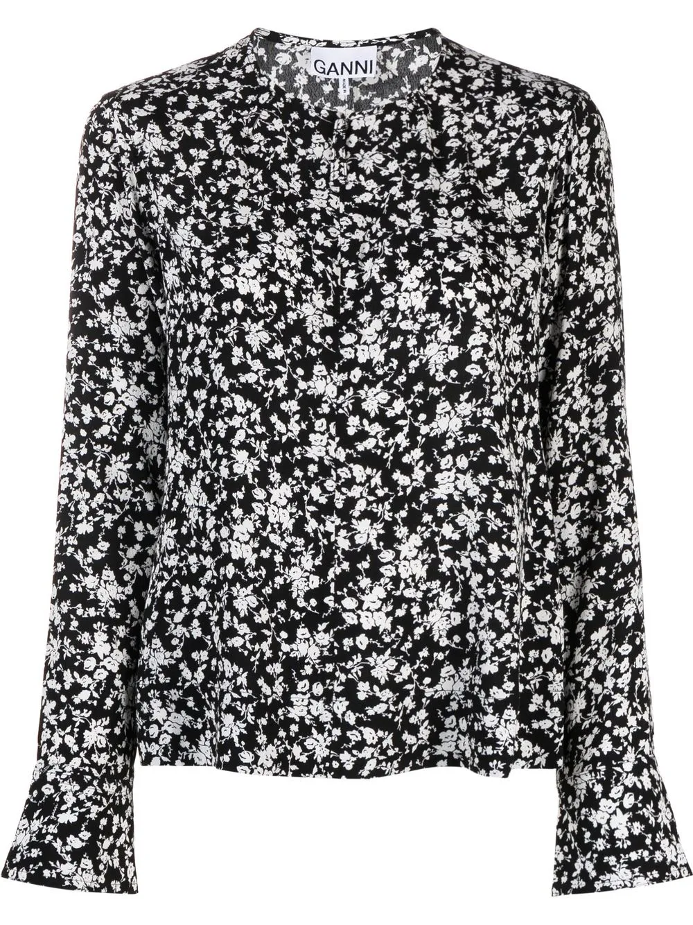 GANNI Blusa a fiori - Nero