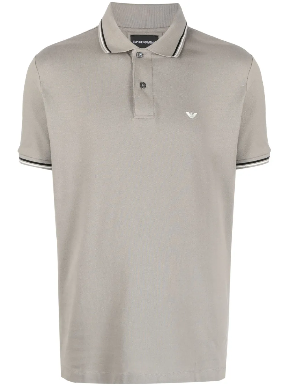Emporio Armani Polo a righe con ricamo - Grigio