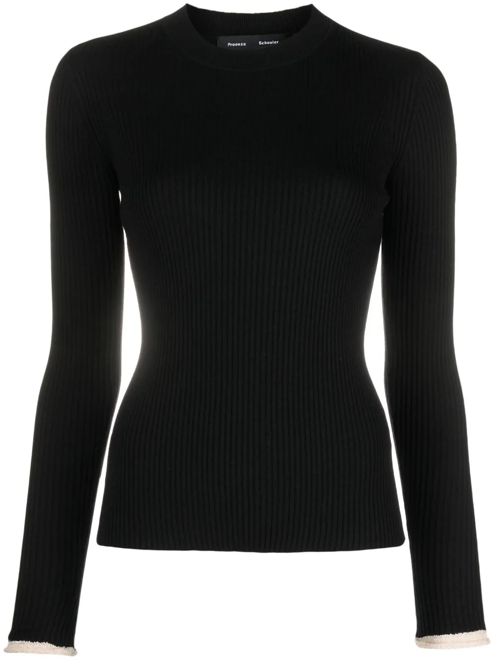 Proenza Schouler Silk Cashmere Long Sleeve Top - 001 BLACK