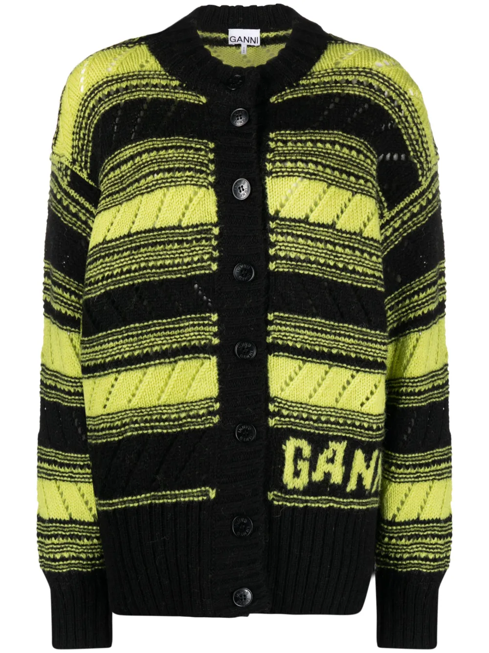 GANNI Cardigan a righe - Nero