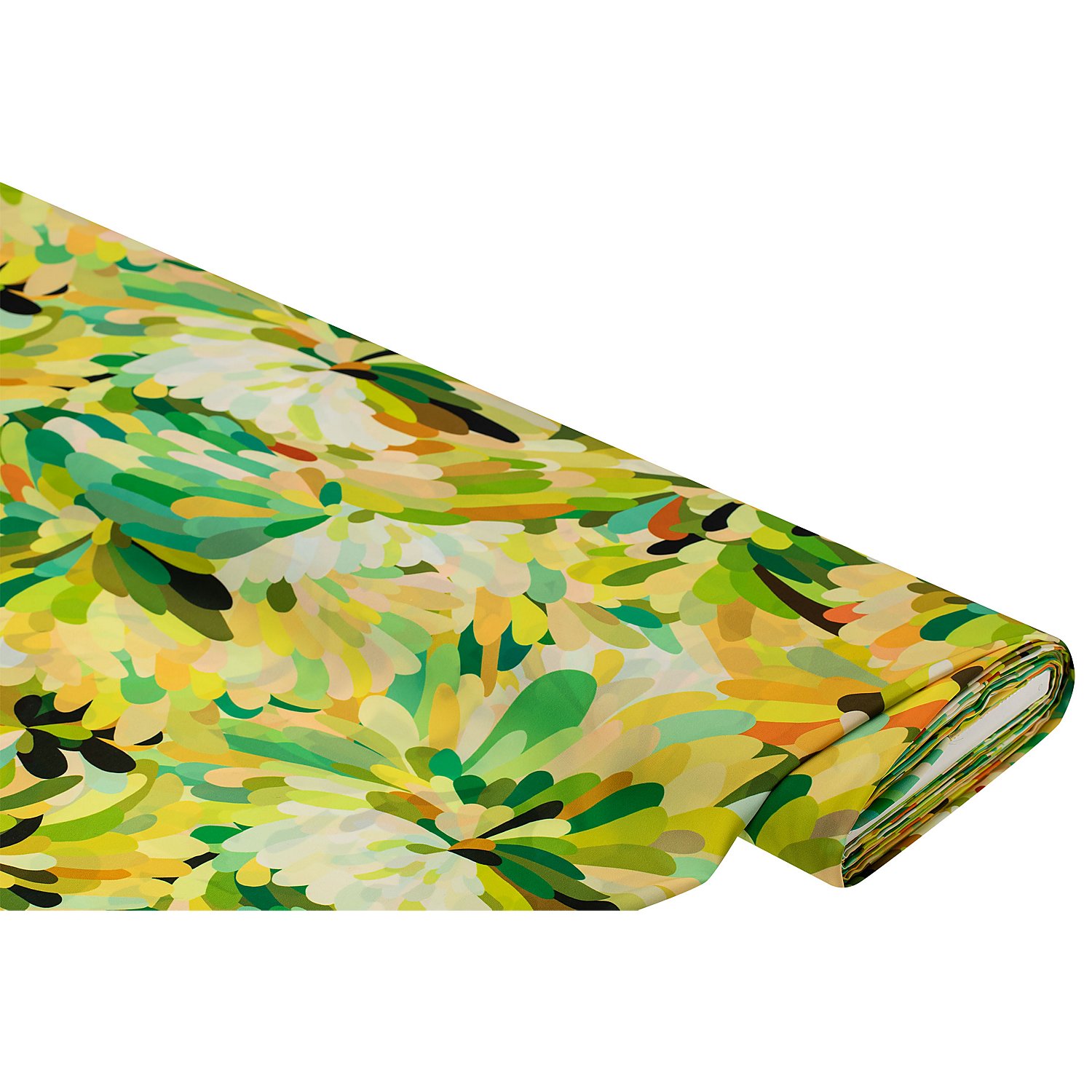 Tissu satin pour chemisiers "éventail de fleurs", vert