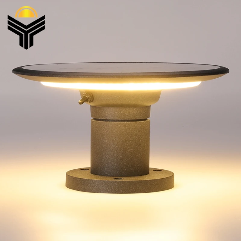 Villa Solar Column Lamps Small Ufo Solar Led Light Outdoor Garden Decoration Pillar Landscape Patio Waterproof Ip55 Aluminium