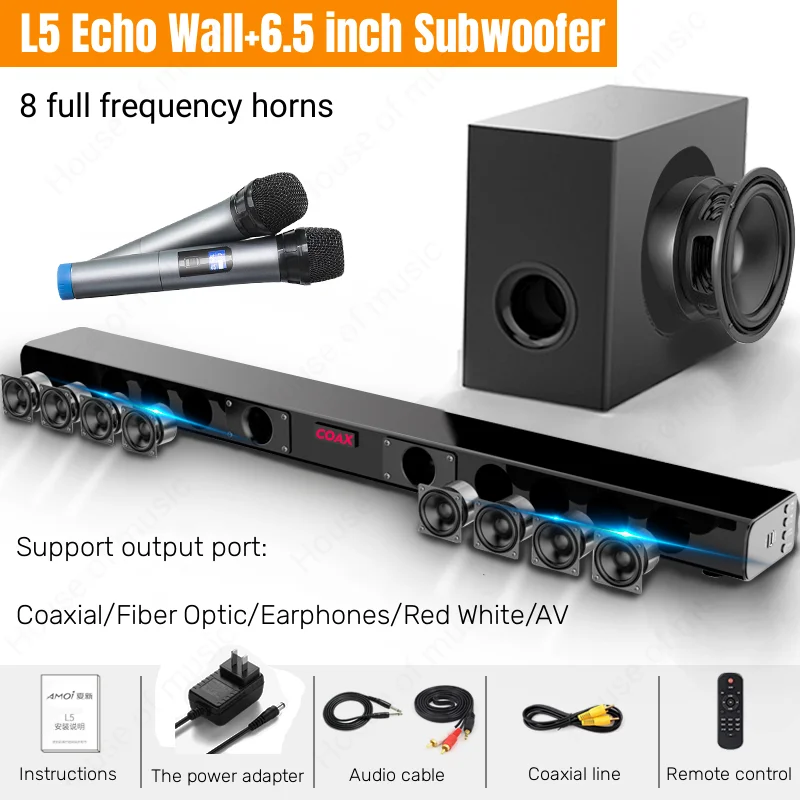 2023 Nuovo 5.1 Bluetooth Wireless Sound Bar Karaoke Sound System Tv Soundbar Altoparlanti Subwoofer Esterno Per Tv Home Theater Suit