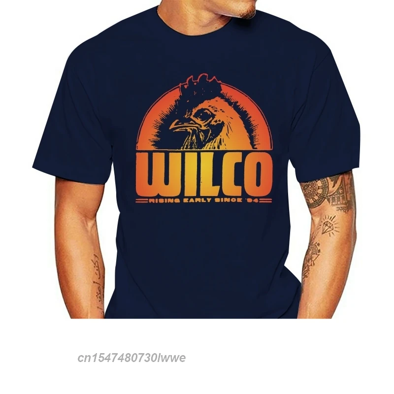 Wilco Mens Black Rooster Vintage T Shirt Black Cotton Tshirt Uomo Cool Elegante T-Shirt Taglia Eu