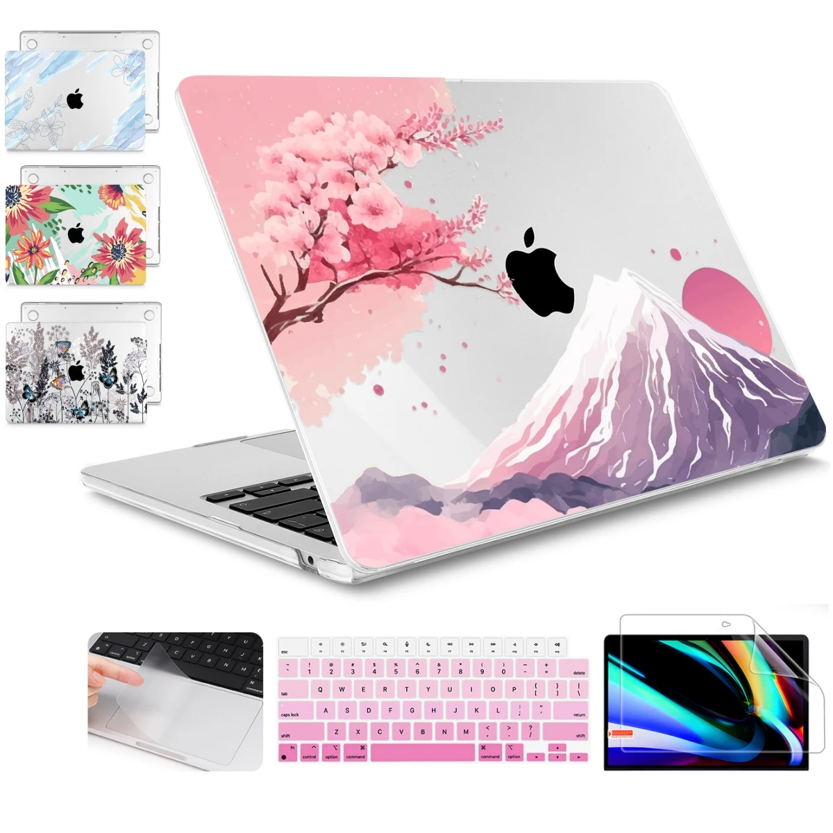 Custodia Con Stampa Rigida Pink Mountains Per Macbook M2 Retina Air Pro 13 A2681 A2337 A2338 M1 Custodia Da 13 Pollici Pro 14 16 2023 M2 M3 A2918
