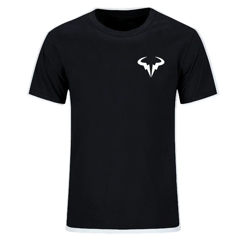 Nuovo Popolare Rafael Nadal Tennis Player Nero Degli Uomini Di Maniche Corte T-Shirt In Cotone Di Alta Qualità Degli Uomini Di O-Collo T-Shirt Top T-S