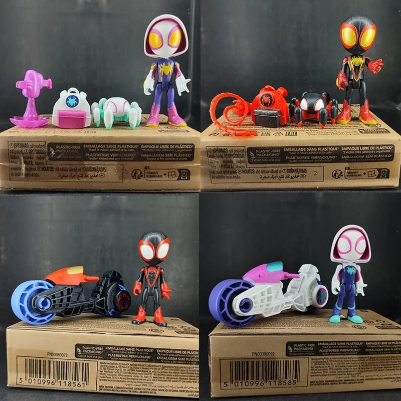 Legends Action Figure Spidey And His Amazing Friends Spiderman Miles Morales Kids Toy Car 4 Pollici Ghost-Spider Black Pather