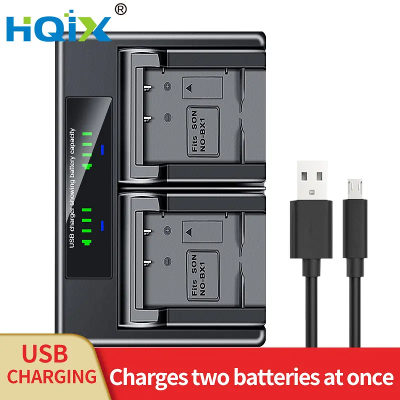 Hqix Per Sony Zv1 Dsc-Hx350 Rx1 Rx1R Ii Rx100 Ii Rx100 Iii Rx100 Iv Rx100 V Rx100 Va Rx100 Vi Fotocamera Np-Bx1 Caricabatteria Doppio