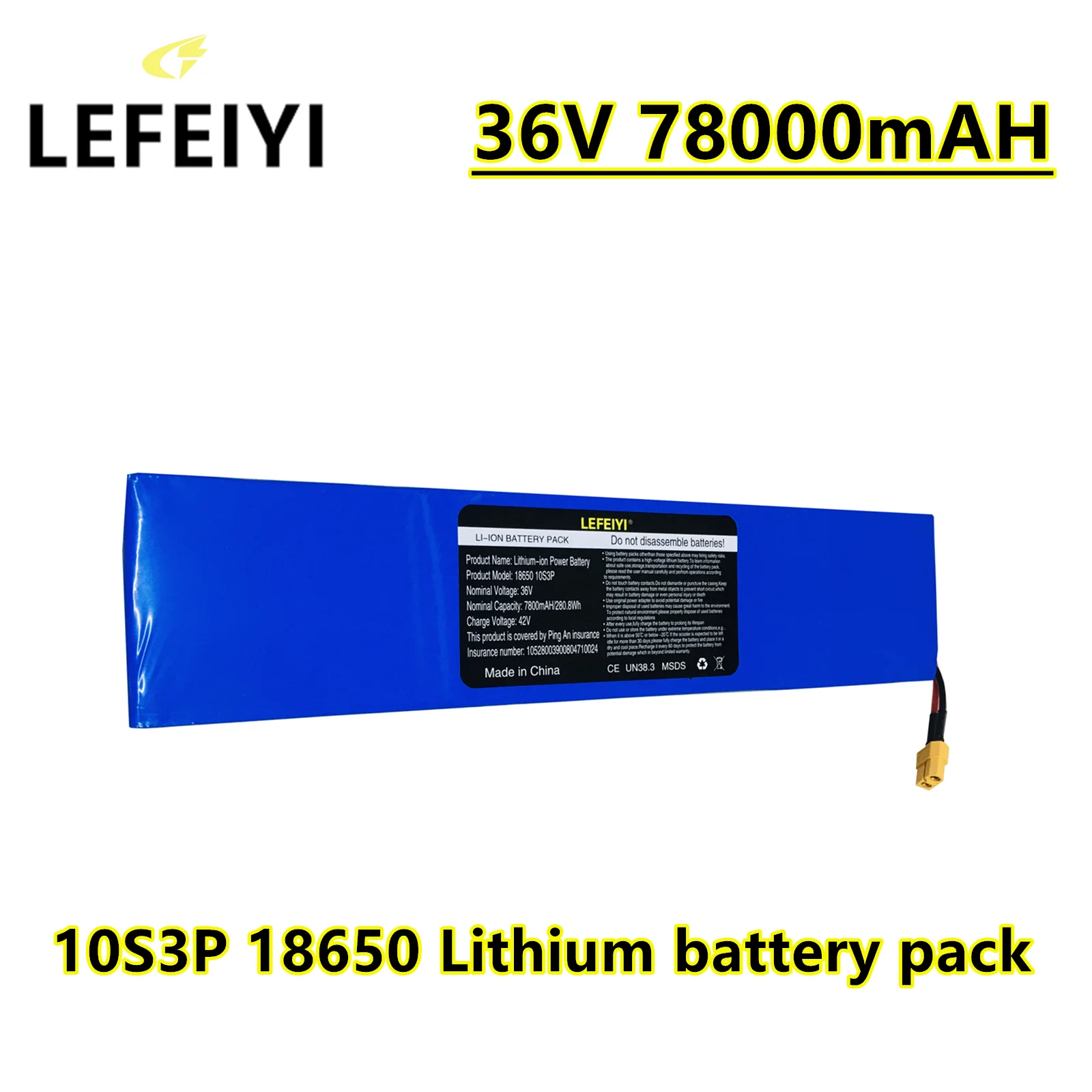 Batteria Agli Ioni Di Litio 10S3P 36V 7800Mah 18650 500W Alta Potenza E Grande Capacità Per Scooter Moto 36/42V
