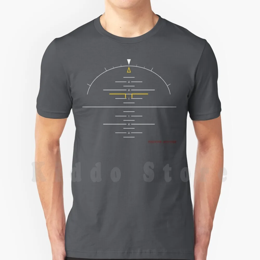 Artificiale Horizon-Maglietta Di Atteggiamento Positivo Uomo Cotone Cotone S - 6Xl Aviazione Ah Boeing Airbus Piper Cessna