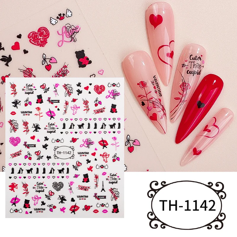 Celebrità Online Fai Da Te San Valentino Cupido Nail Stickers All'Ingrosso Love Flower Nail Stickers Ins Nail Stickers