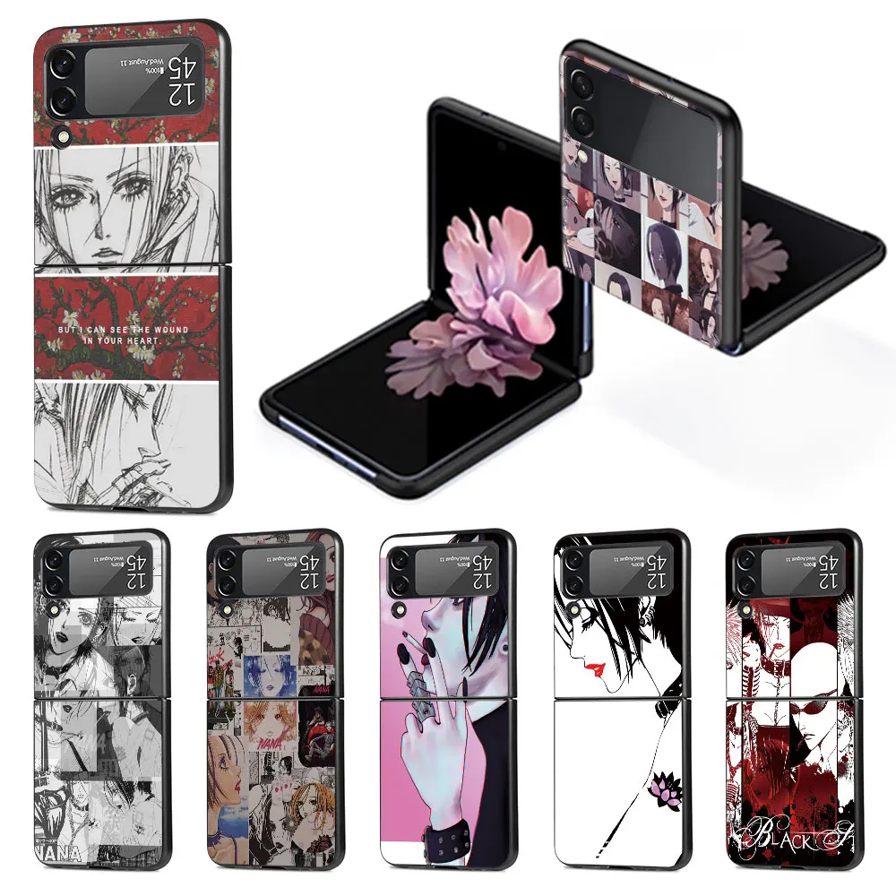 Nana Anime Na Na Girl Funda Per Samsung Galaxy Z Flip 4 3 5G Custodia Rigida Per Pc Flip4 Flip3 Cover Pieghevole Nera Zflip3 Zflip4