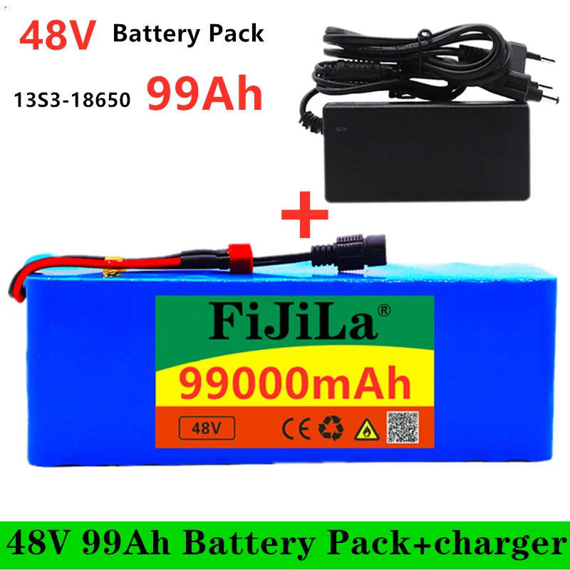 48V Lithium-Ionen Batterie 48V 99Ah 1000W 13 S3P Lithium-Ionen Akku Fur 54,6 V E-Bike Elektro Fahrrad Roller Mit Bms + Ladegerasse