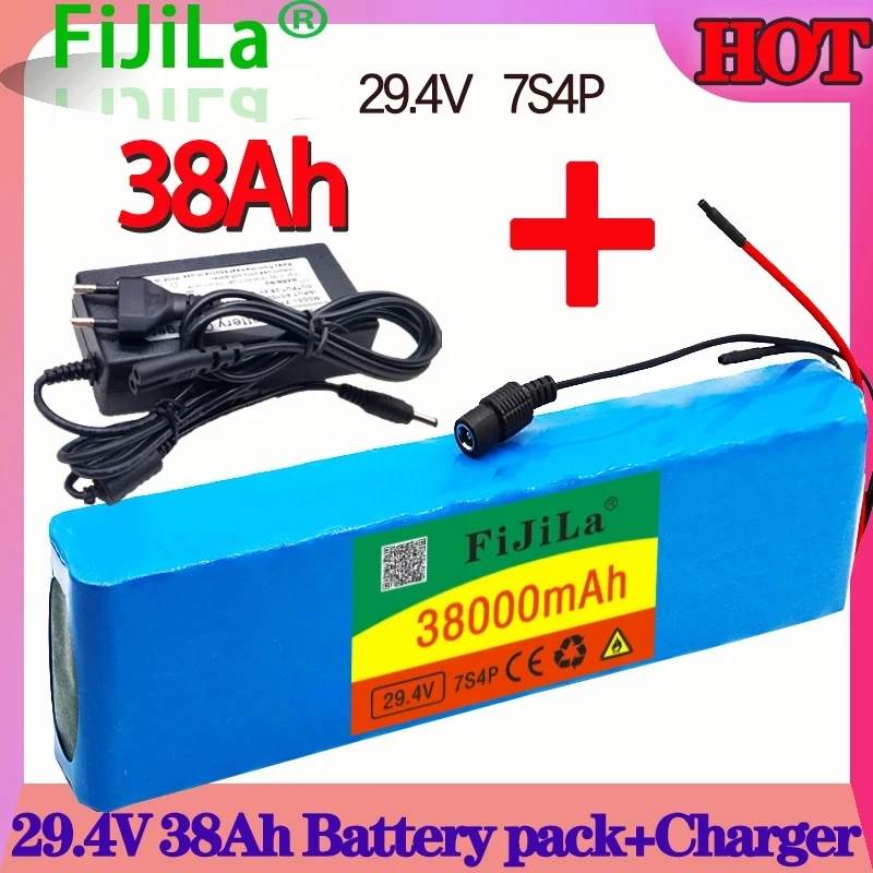 29.4V 38Ah Batterie 7S 4P Elektrische Fahrrad Motor Ebike Roller Li-Ion Akku 29,4 V 18650 Akkus Bms + Ladegerskt