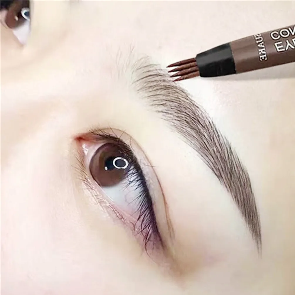 4 Forchetta Trucco Penna Per Sopracciglia Impermeabile 4D Marrone Sopracciglio Tinta Tatuaggio Cosmetico Lunga Durata Naturale Trucco Matita Per Sopra