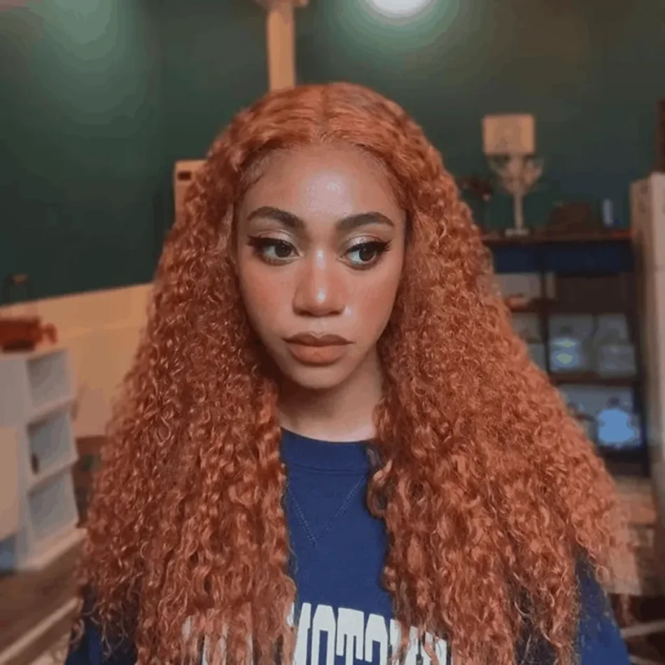 Unice Hair Jerry Curly Parrucche Arancioni Allo Zenzero Bruciate A Prezzi Accessibili Pre Pizzicate 4X0.75 Parrucca Di Capelli Con Parte A T Centrale 