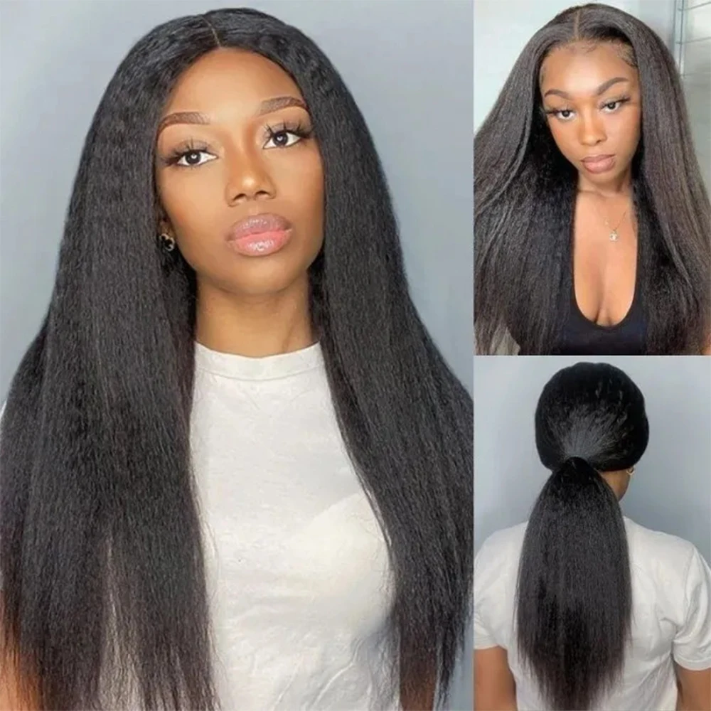 Unice Hair Parrucca Anteriore In Pizzo Diritto Crespo Capelli Umani 13X5X0.5 Parrucche In Pizzo Con Parte A T Centrale Parrucca In Pizzo Glueless Per 
