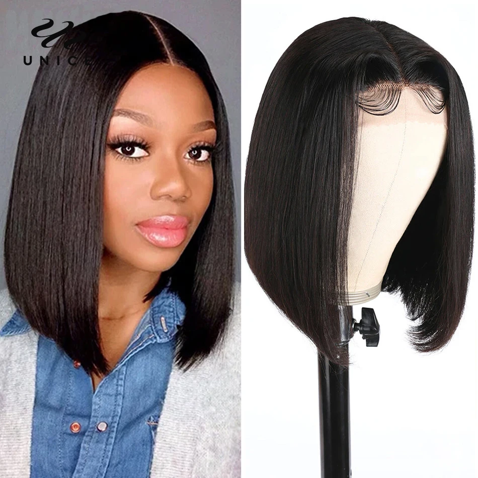 Unice Hair 13X1 T Part Bob Parrucca Taglio Smussato Parrucche Per Capelli Umani Parrucche Corte In Pizzo Bob Parrucche Per Capelli Brasiliani Pre-Pizz