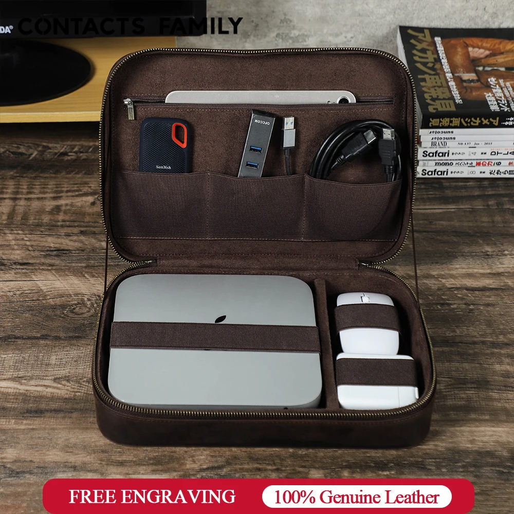 Custodia Per Laptop In Vera Pelle Per Apple 2023 Mac Mini M2 / Mac Mini M1 / Mac Mini M2 Pro Tastiera Mouse Scatola Organizer Elettronica