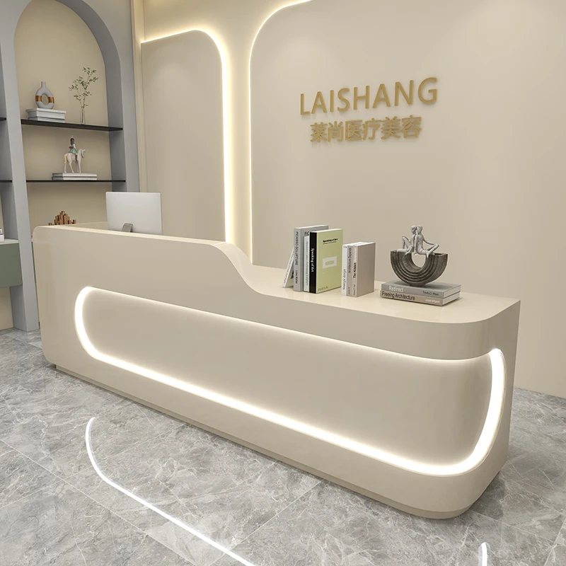 Reception Reception Studio Shop Counter Salon Service Desk Rostro Modern Executive Scrivania Bianca Legno Wood Furniture