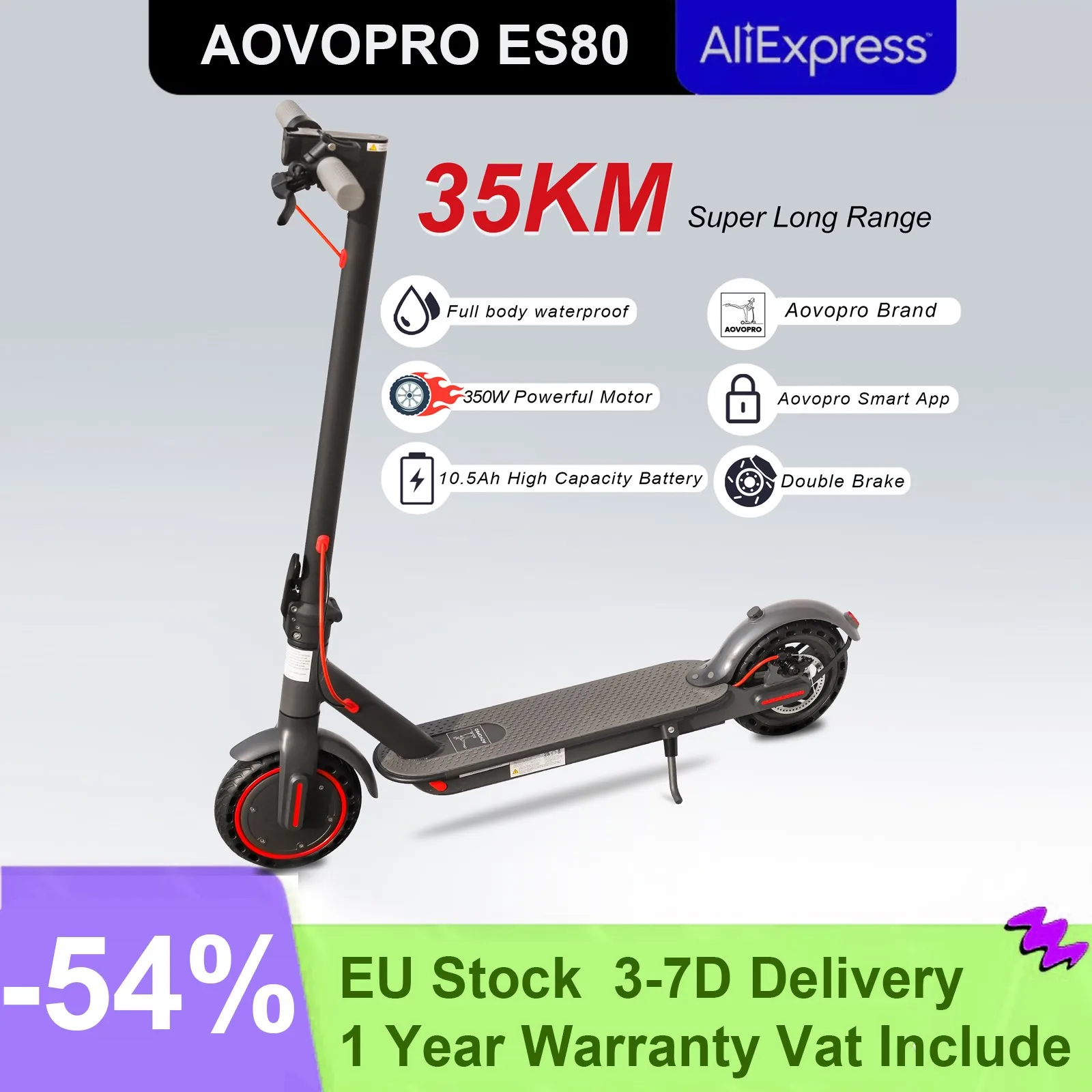 Aovopro Es80 Skateboard Citycoco Kick 2 Ruote Motore Escooter 8.5 Pollici 350W 10.5Ah Scooter Elettrico Pieghevole Per Adulti Magazzino Ue