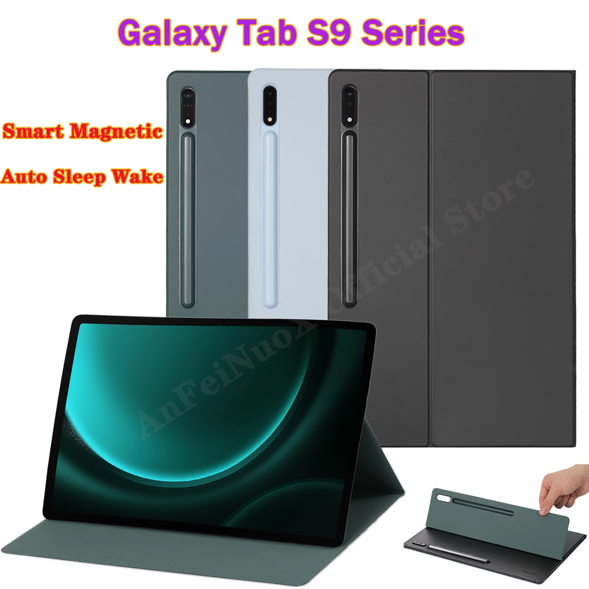 Custodia Per Samsung Galaxy Tab S9 Fe Plus Cover Magnetica Per Tab S9 Fe + Con Portamatite Per Tab S9 Ultra Auto Sleep Wake