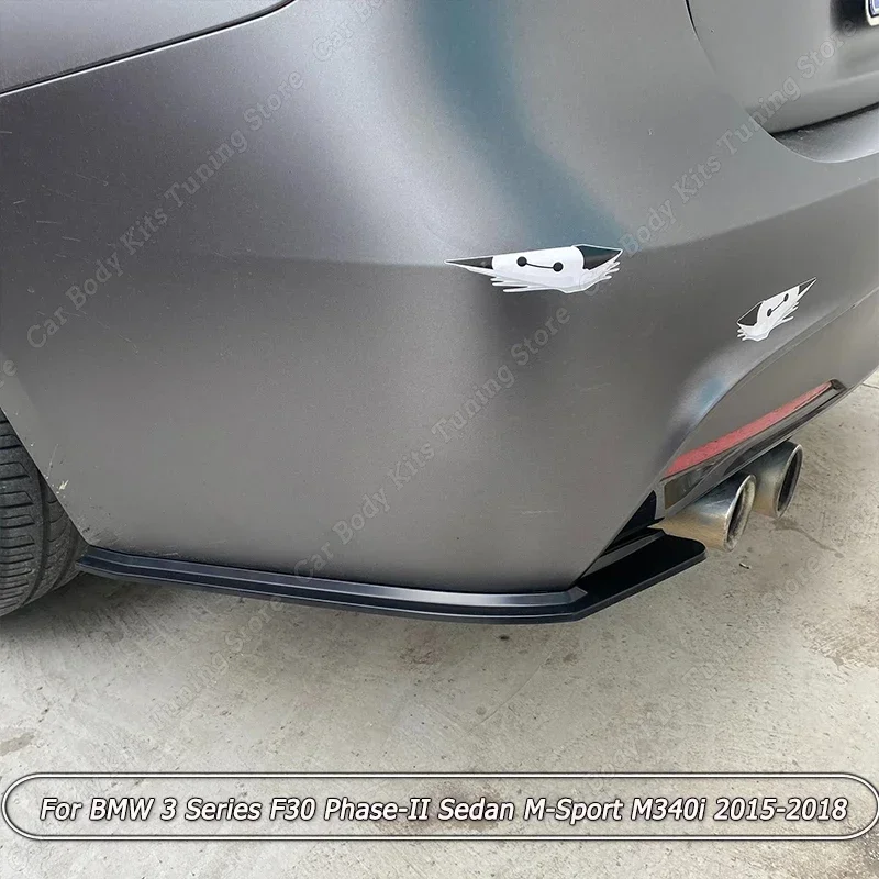 Per Bmw Serie 3 F30 Phase-Ii Sedan M-Sport M340I 2015-2018 2 Pezzi Car Paraurti Posteriore Splitter Spoiler Angolo Posteriore Wrap Nero Lucido