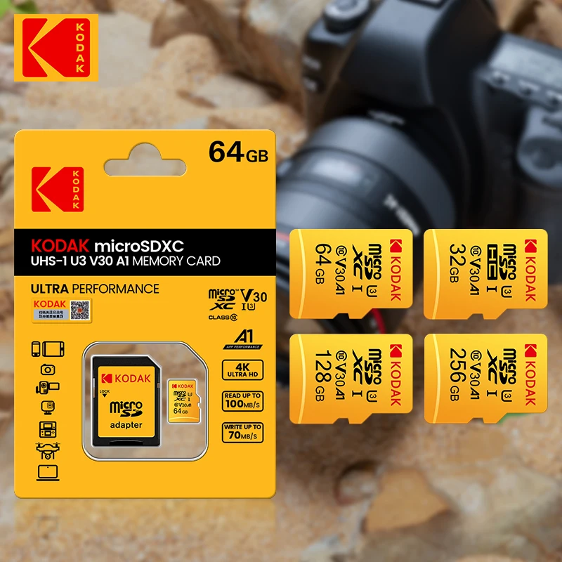 Kodak Micro Sd Card 128Gb 64Gb 32Gb 512Gb 256Gb Micro Sd 128Gb Scheda Di Memoria Flash Memoria Sd U1 U3 4K Schede Microsd Tf