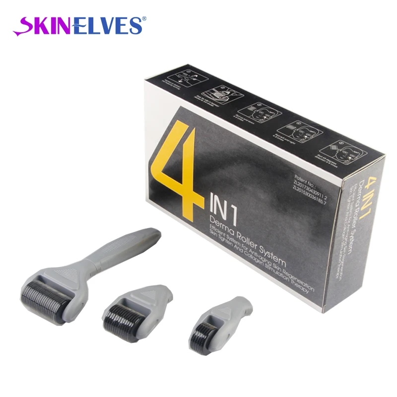 Micro Roller 4 In 1 Derma Roller Kit 300/720/1200 Pin Acciaio Inossidabile Microneedle Derma Roller Needle Dermaroller System