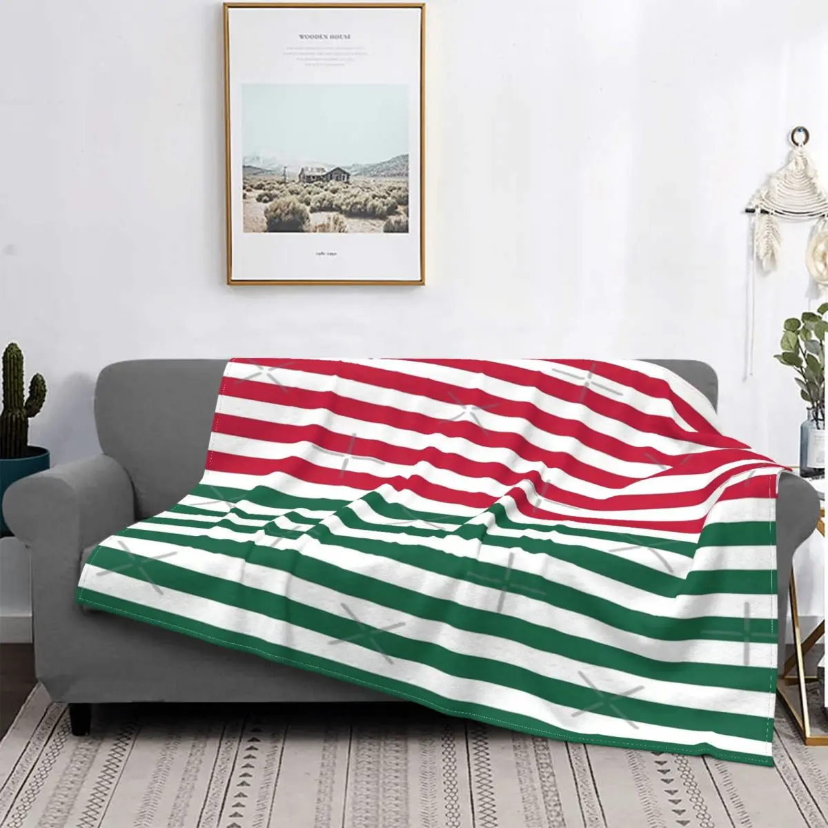 Manta A Rayas De Elfo, Para Cama Colcha, Alfombra A Cuadros, Manta Para Sofá, Manta Con Capucha, Ropa De Cama Y Fundas