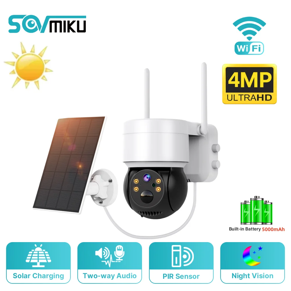 Telecamera Solare Wifi Ptz Telecamera Ip Solare Wireless Esterna Hd 4Mp Telecamera Di Videosorveglianza Con Pannello Solare Standby A Lungo Termine Ic