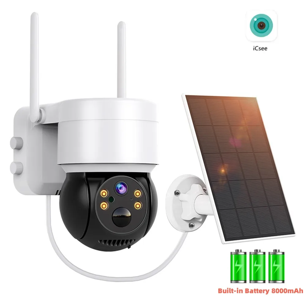 Telecamera Solare Ptz Wifi Telecamera Ip Wireless Esterna Telecamera Di Videosorveglianza A Batteria Integrata 4Mp Hd Con Pannello Solare App Icsee