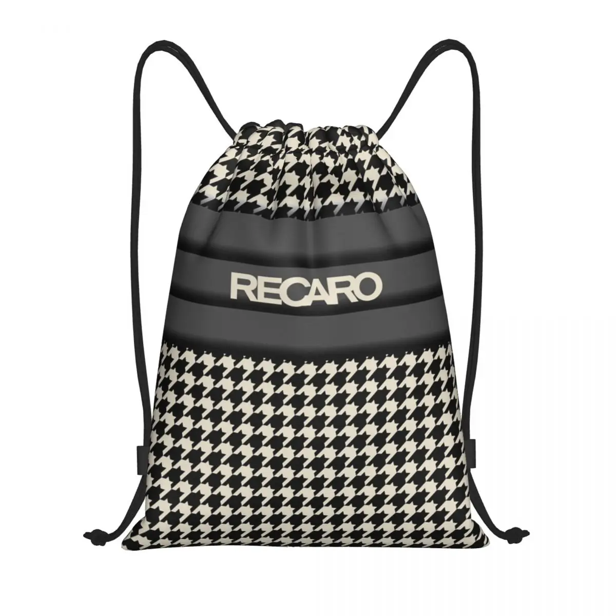 Recaro Houndstooth Drawstring Backpack Sports Gym Bag For Women Men Shopping Sackpack