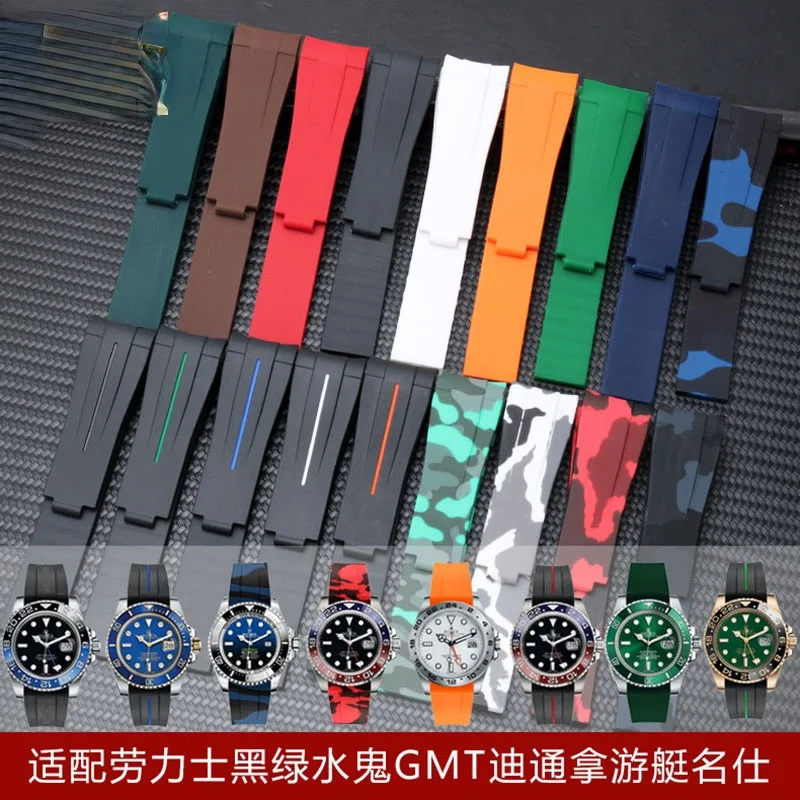 Cinturino Per Orologio In Gomma Rolex Per Rolex Green Submariner Explorer Nero Gmt Daytona Yacht Catena Per Orologio In Silicone 20Mm 21Mm Bracciale