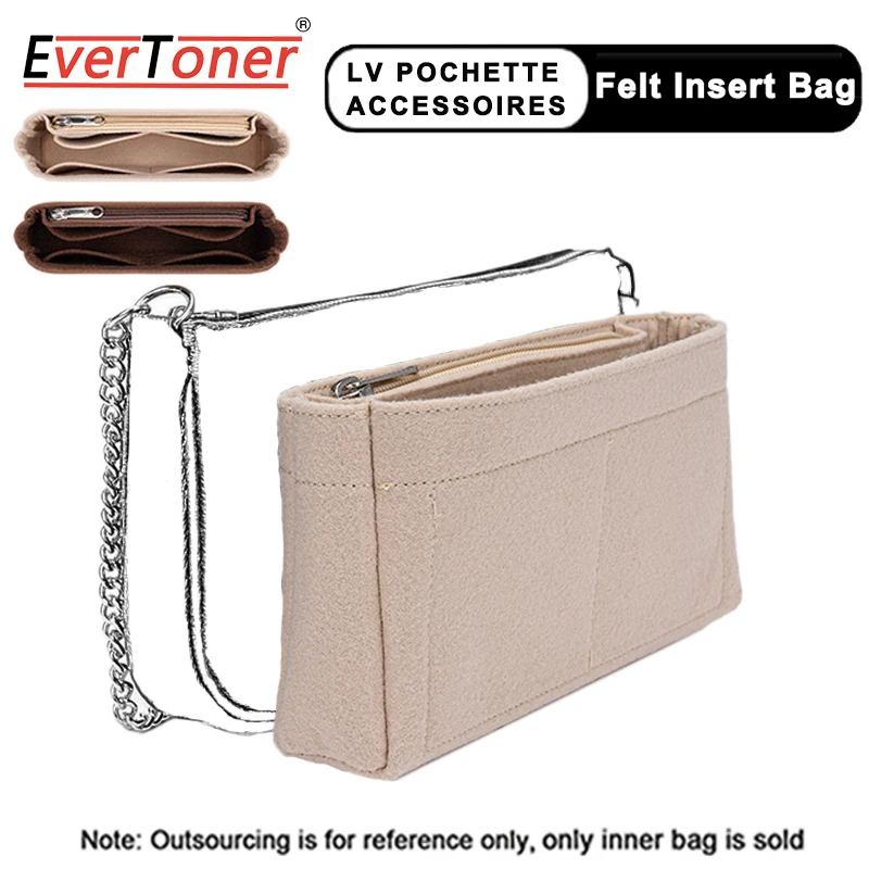 Evertoner Felt Insert Bag For Lv Pochette Accessoires Insert Organizer Purse Insert Organizer Bag Shaper Bag Liner