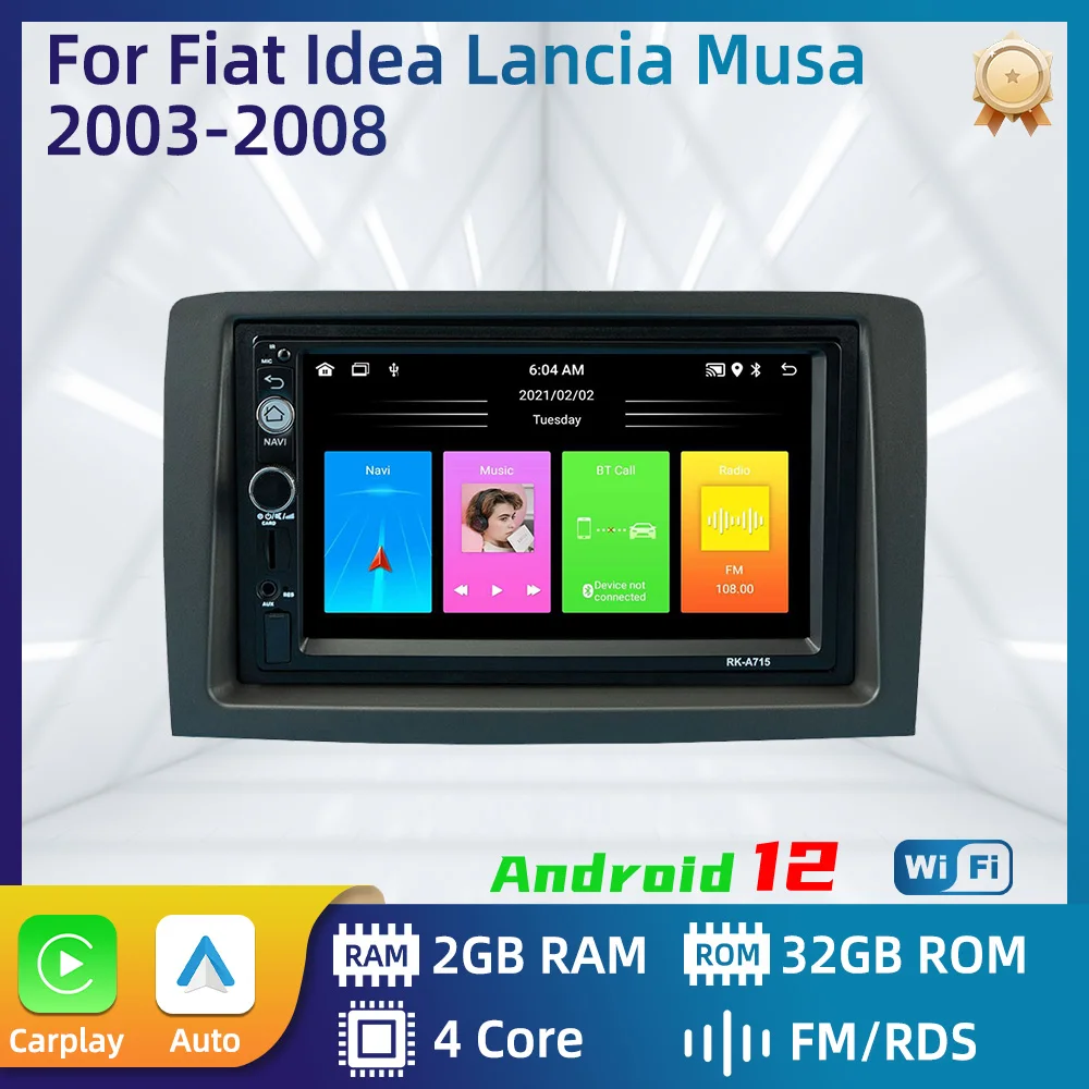Carplay Stereo Per Fiat Idea Lancia Musa 2003-2008 2 Din Android Autoradio Lettore Multimediale Unità Principale Autoradio Navigazione Gps