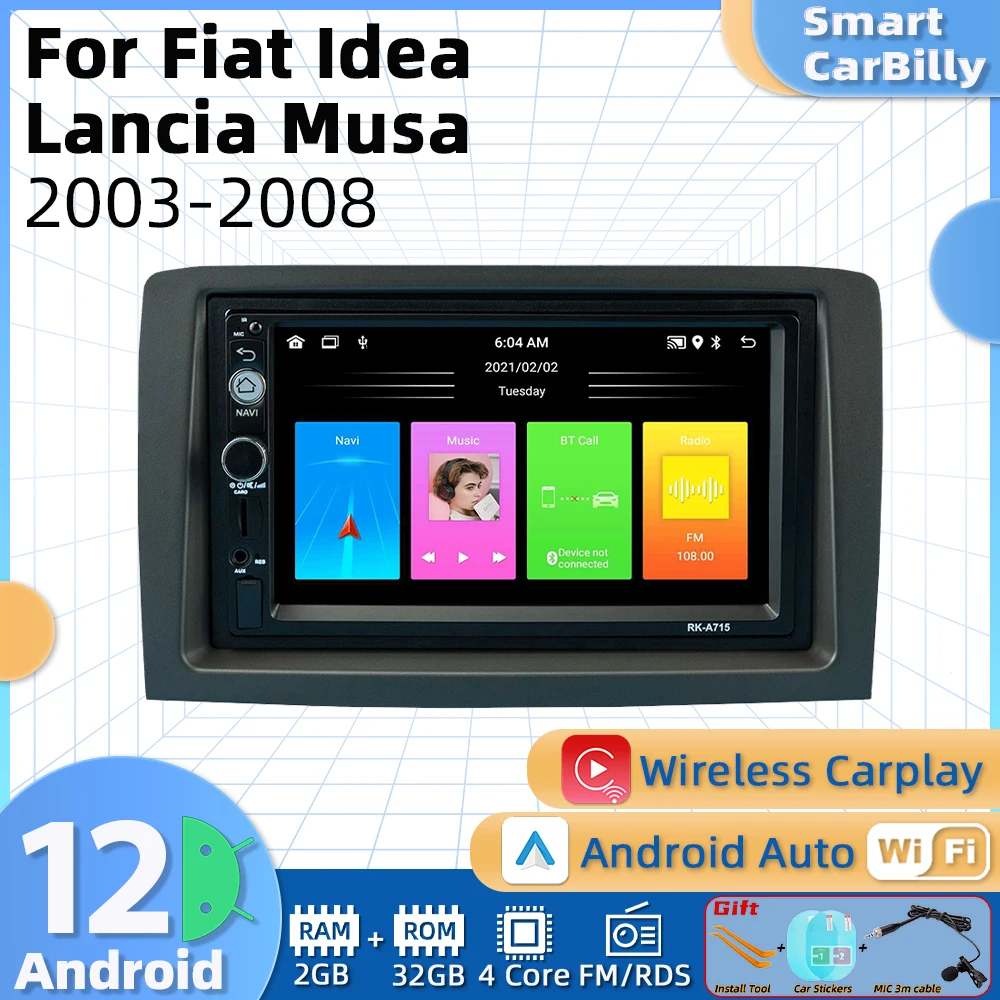 Carplay Stereo Per Fiat Idea Lancia Musa 2003-2008 2 Din Android Autoradio Lettore Multimediale Unità Principale Autoradio Navigazione Gps