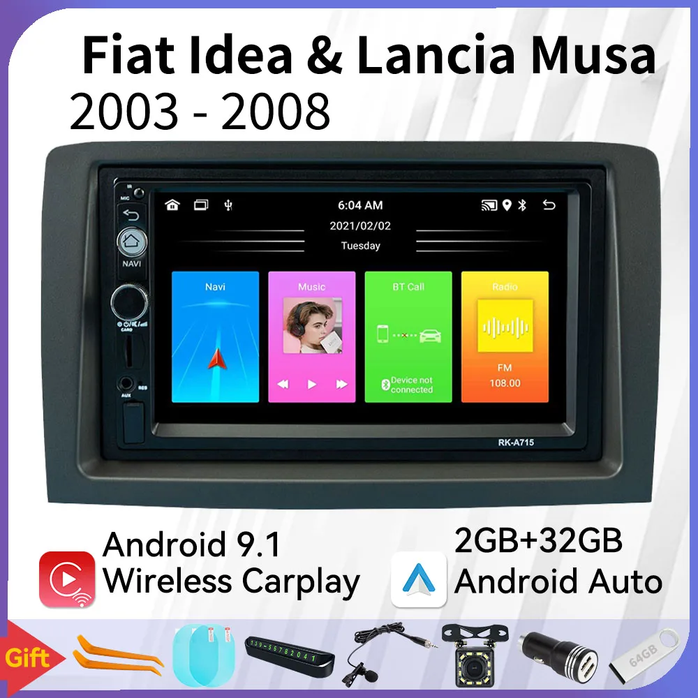 Carplay Stereo Per Fiat Idea Lancia Musa 2003-2008 2 Din Android Autoradio Lettore Multimediale Unità Principale Autoradio Navigazione Gps