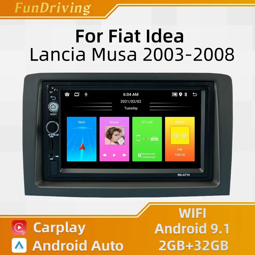 Carplay Stereo Per Fiat Idea Lancia Musa 2003-2008 2 Din Android Autoradio Lettore Multimediale Testa Unità Autoradio Navigazione Gps