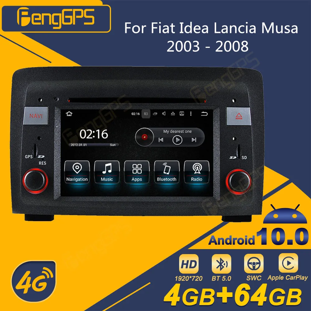 Per Fiat Idea Lancia Musa 2003 - 2008 Autoradio Android 2 Din Ricevitore Stereo Autoradio Multimedia Lettore Dvd Navigazione Gps