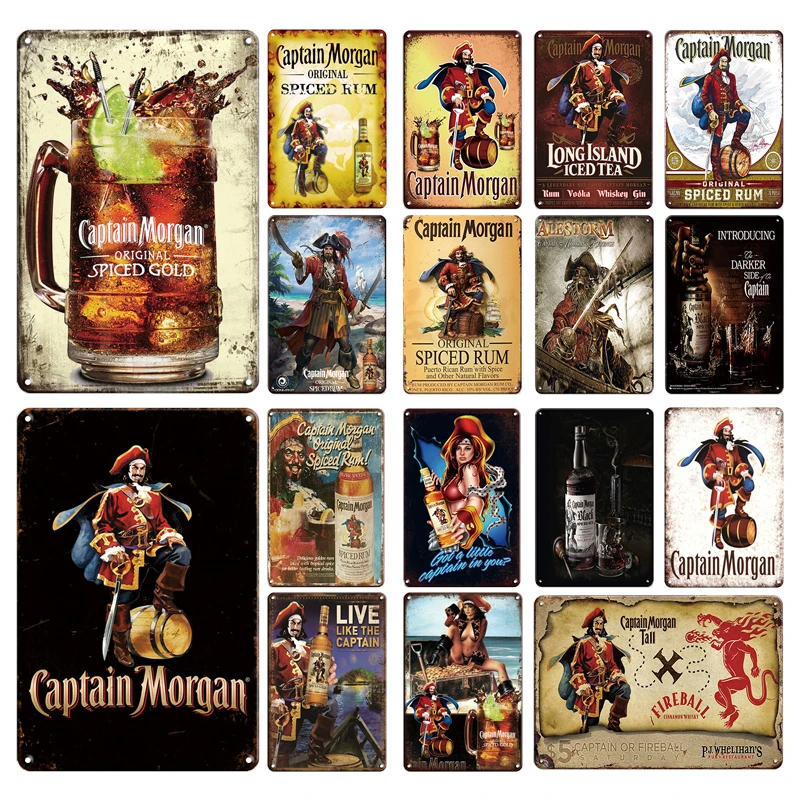 Targa Di Latta Bere Rum Captain Morgan Vintage Metal Sign Havana Club Bacardi Kraken Placca Bar Cucina Home Man Cave Decor Gifts