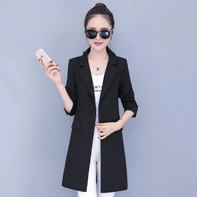 2023 New Spring Summer Suit Donna Coat Fashion Three Quarter Sleeve Mid Long Blazer Donna Giacca Casual Ladies Blazer Top E424