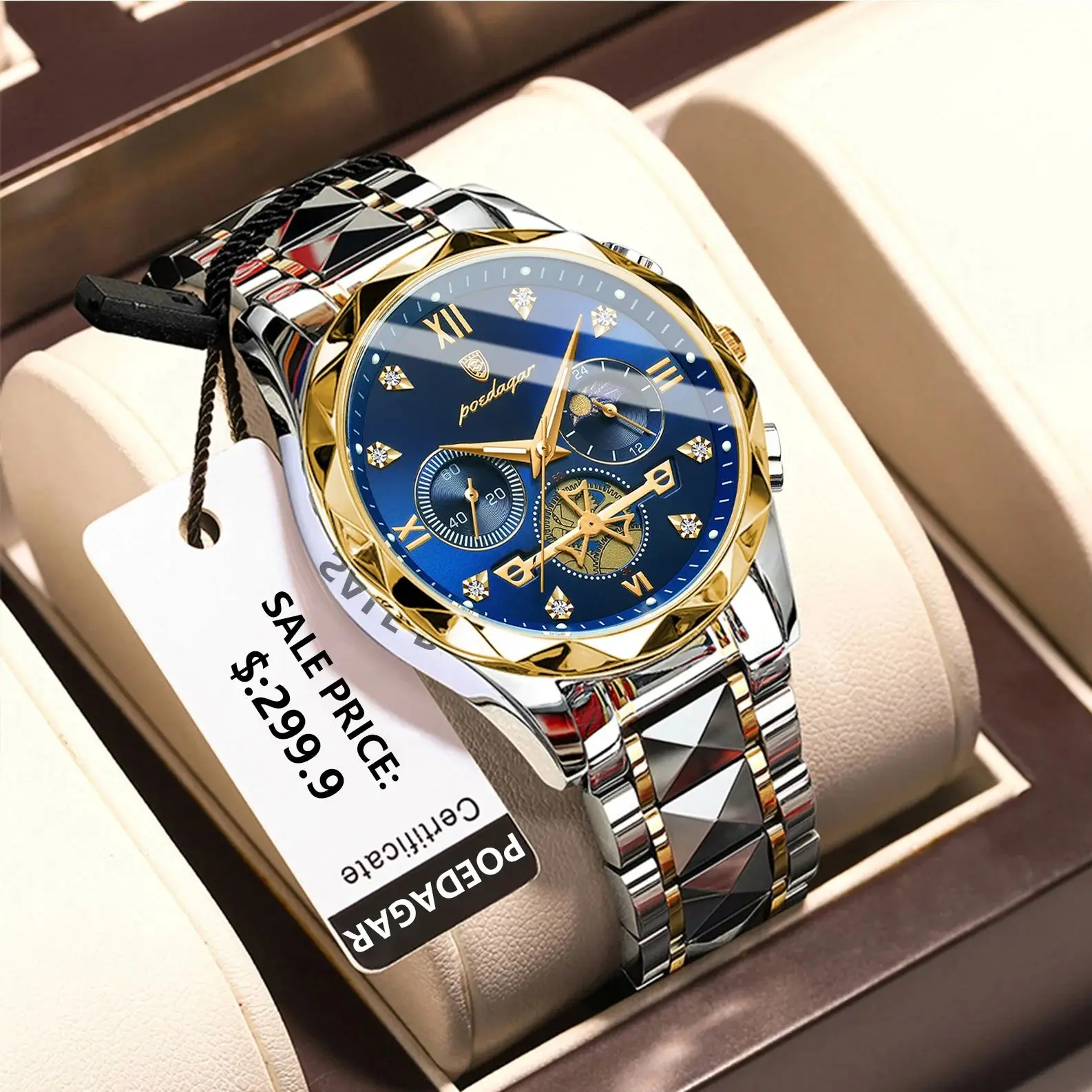 Orologio Da Polso Da Uomo Di Lusso Poedagar Orologio Cronografo Luminoso Impermeabile Per Uomo Orologi Al Quarzo Da Uomo In Acciaio Inossidabile Reloj