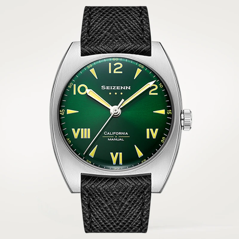 Seilienn Watch California Green Vintage Watch British Military Field Watch Mens Orologi Meccanici A Mano Con Vento Luminoso Stain Steel