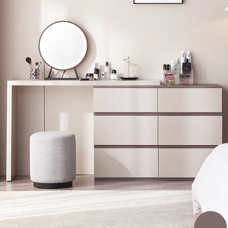 Lusso Minimalista Vanity Tables Storage Organizer Comodini Nordic Makeup Table Mirror Modern Tavolo Trucco Furniture Lj50Dt
