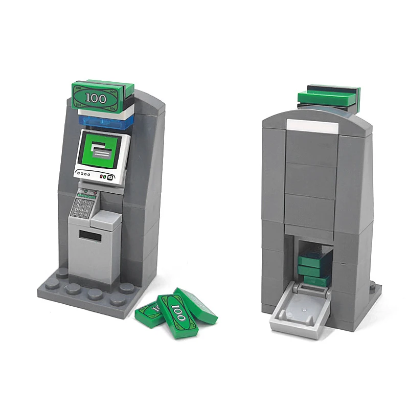 City Scene Bank Atm Compatibile Con Lego Moc Building Blocks Urban Street View Parts Kit Di Giocattoli In Mattoni