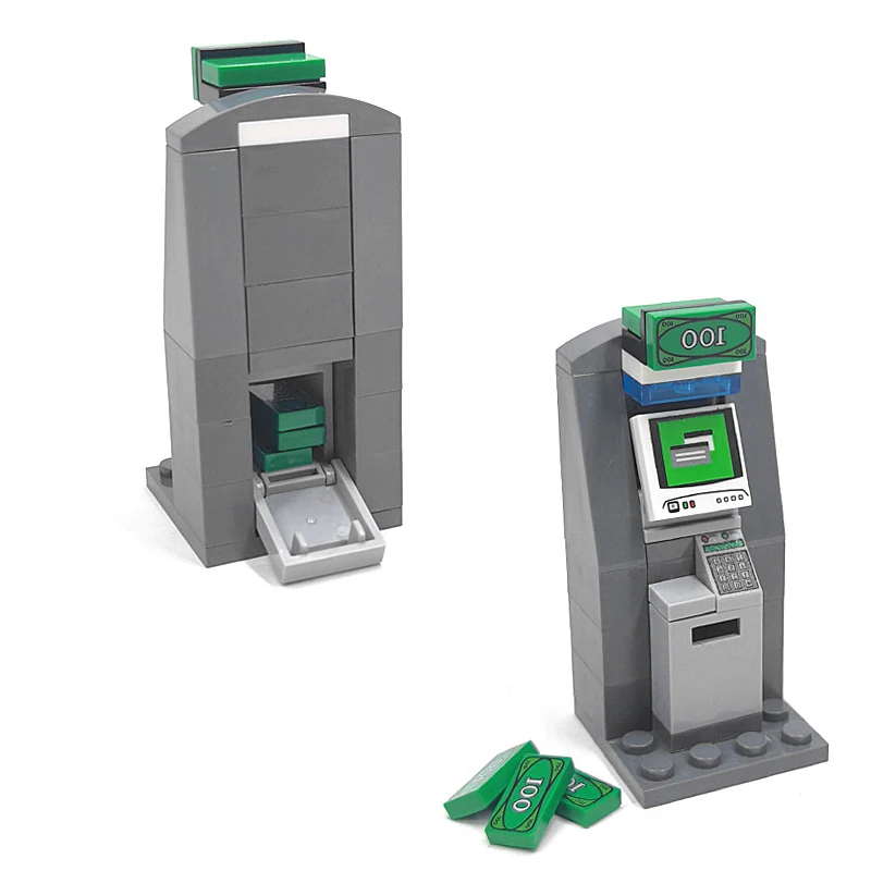 City Scene Bank Atm Compatibile Con Lego Moc Building Blocks Urban Street View Parts Kit Di Giocattoli In Mattoni