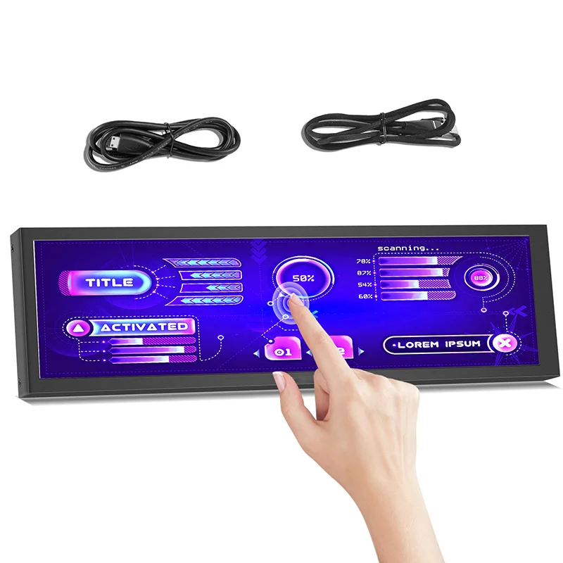 8.8 Pollici Hdmi Touch Long Wide Monitor 1920X480 Pc Display Della Temperatura Display Del Pannello Del Sensore Del Pc Rpi Aida Small Extender Monitor